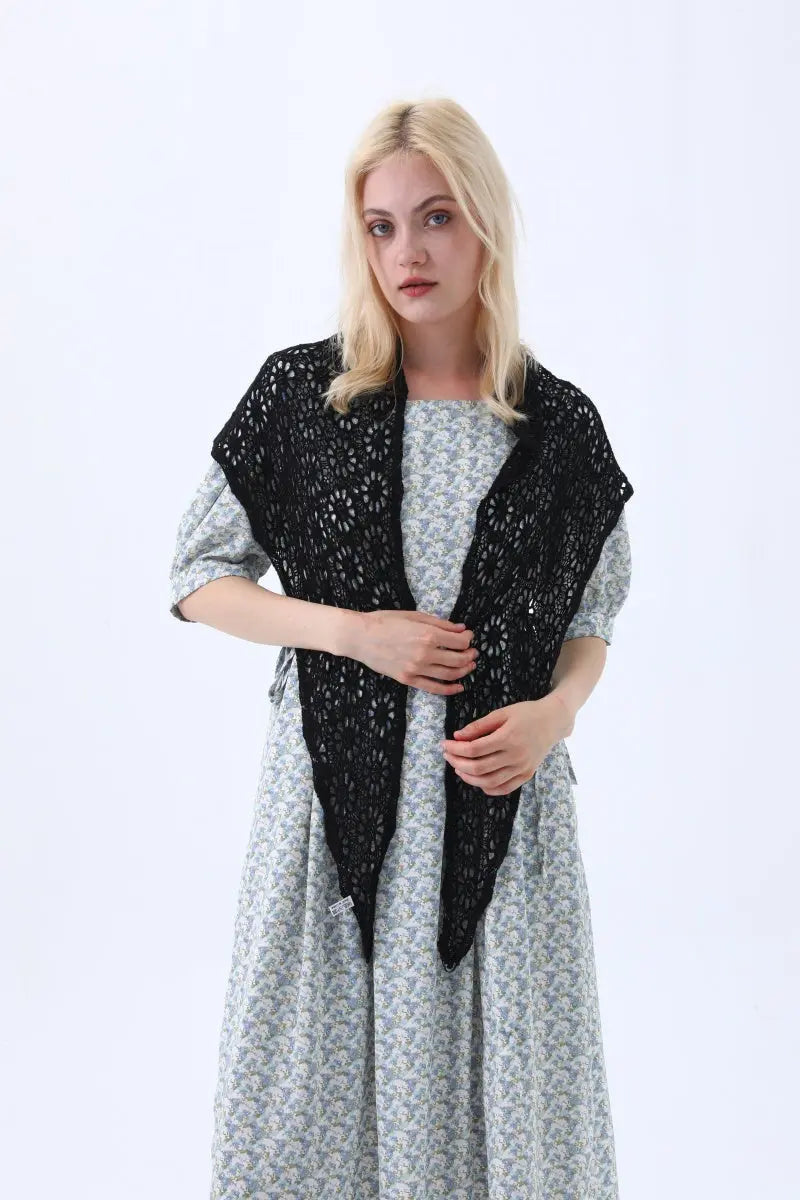 Bohemian Crochet Lace Triangle Shawl – Lightweight Head Wrap & Cover-Up - NeoKira Unlimited