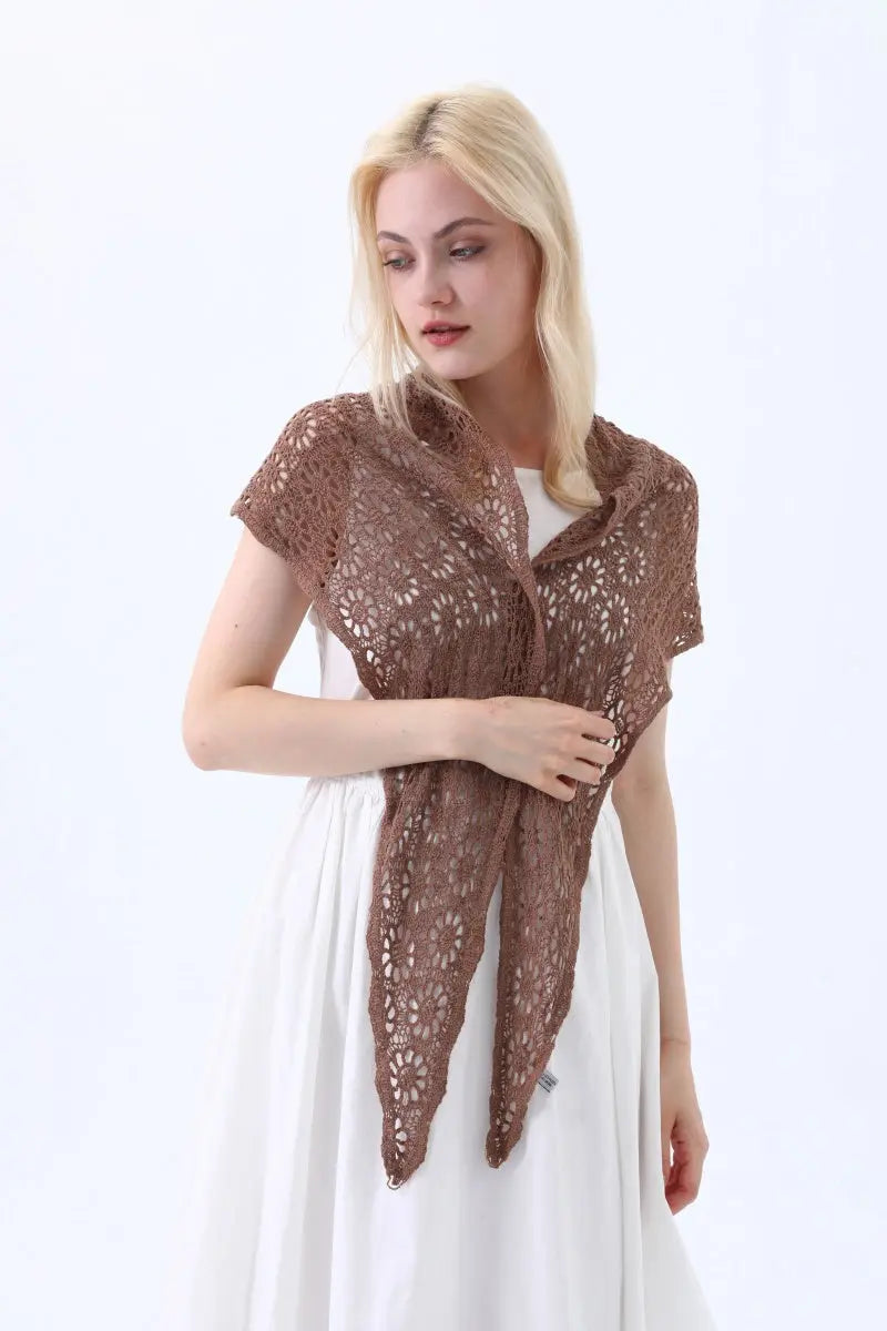 Bohemian Crochet Lace Triangle Shawl – Lightweight Head Wrap & Cover-Up - NeoKira Unlimited