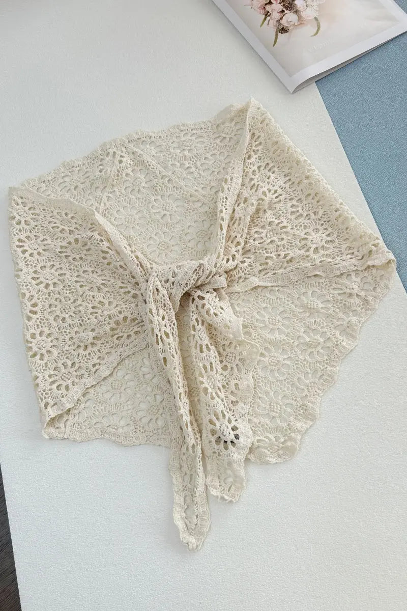 Bohemian Crochet Lace Triangle Shawl – Lightweight Head Wrap & Cover-Up - NeoKira Unlimited