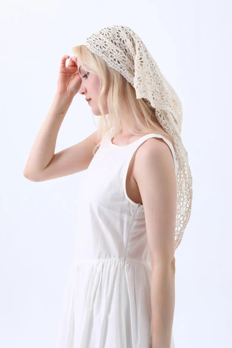 Bohemian Crochet Lace Triangle Shawl – Lightweight Head Wrap & Cover-Up - NeoKira Unlimited