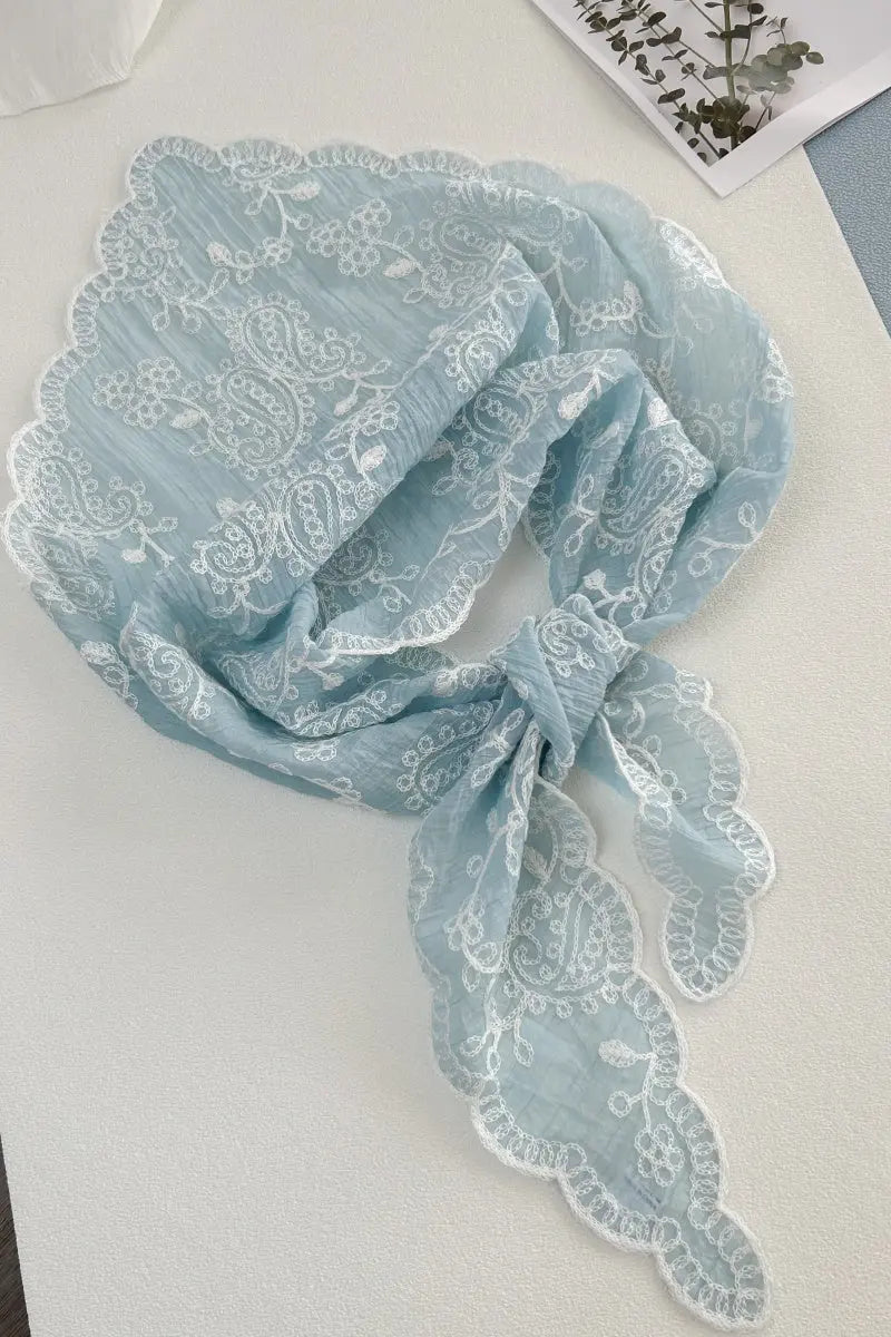 Boho Floral Embroidered Triangle Headscarf – Lightweight Casual Scarf - NeoKira Unlimited