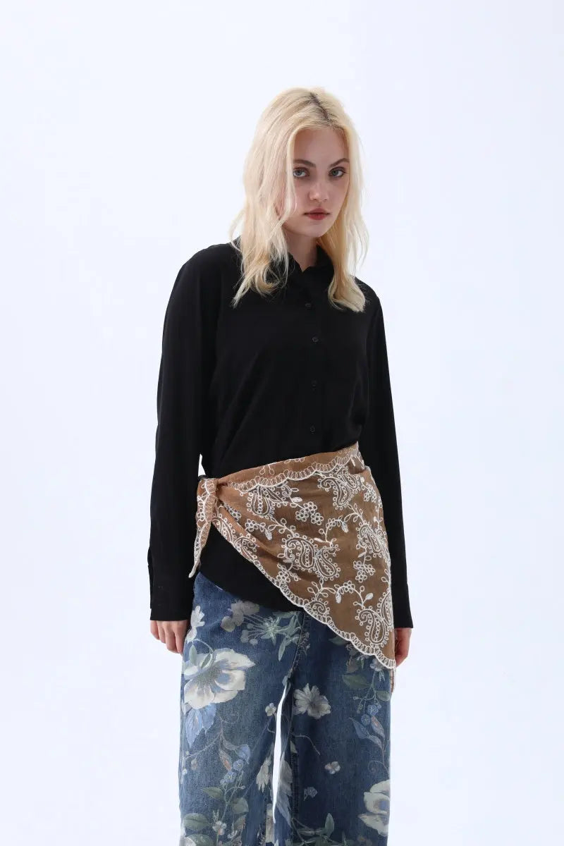Boho Floral Embroidered Triangle Headscarf – Lightweight Casual Scarf - NeoKira Unlimited