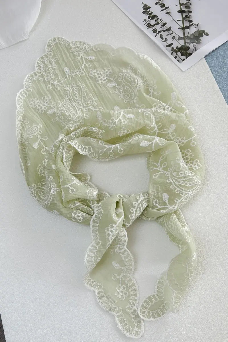 Boho Floral Embroidered Triangle Headscarf – Lightweight Casual Scarf - NeoKira Unlimited