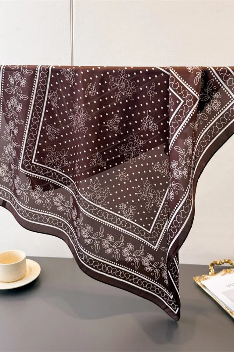 Floral Dot Print Satin Square Scarf – Soft & Everyday Elegance - NeoKira Unlimited