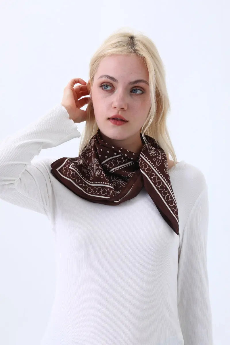 Floral Dot Print Satin Square Scarf – Soft & Everyday Elegance - NeoKira Unlimited
