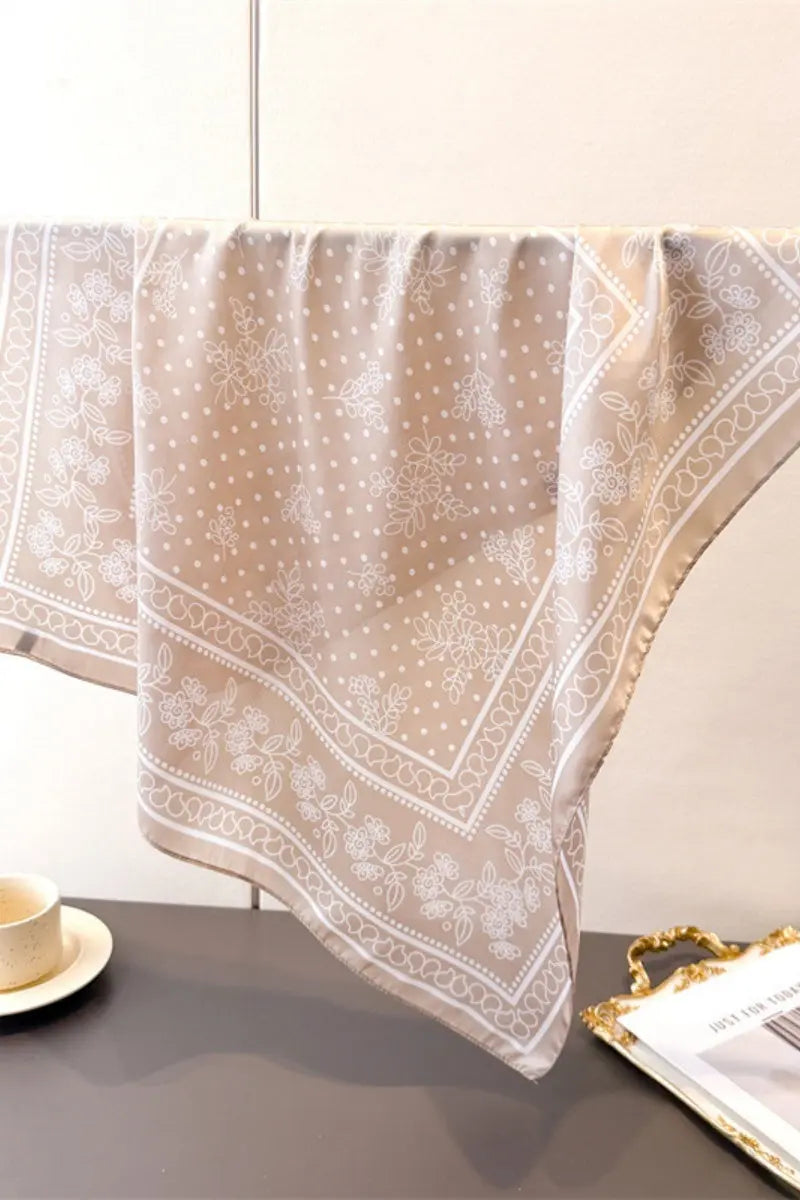 Floral Dot Print Satin Square Scarf – Soft & Everyday Elegance - NeoKira Unlimited