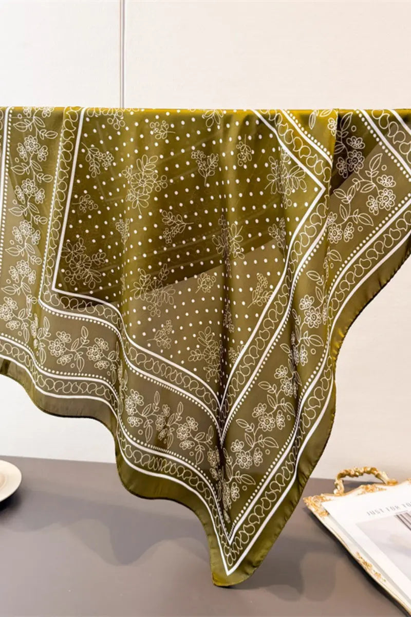 Floral Dot Print Satin Square Scarf – Soft & Everyday Elegance - NeoKira Unlimited
