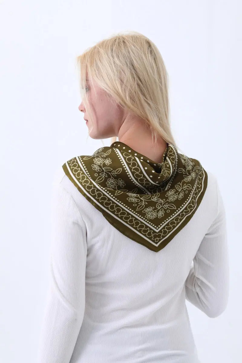 Floral Dot Print Satin Square Scarf – Soft & Everyday Elegance - NeoKira Unlimited
