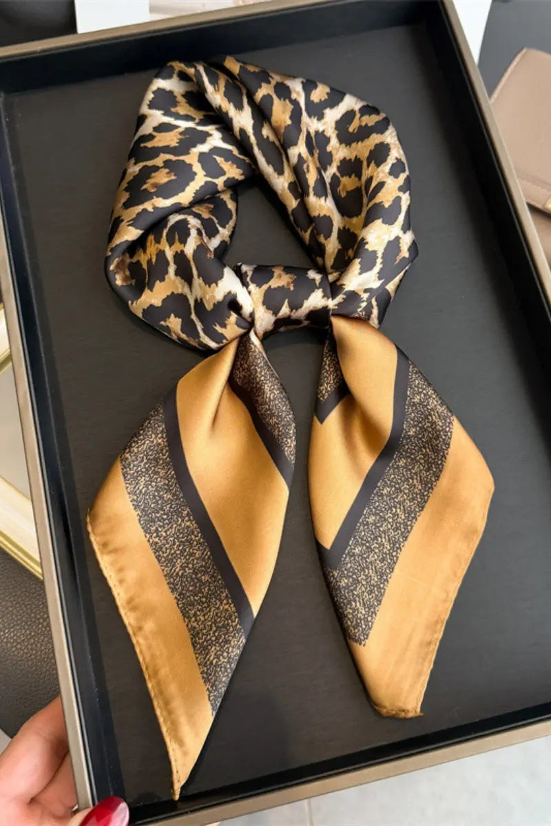 Stylish Leopard Print Satin Scarf – 3 Ways: Head, Neck & Waist Wrap - NeoKira Unlimited
