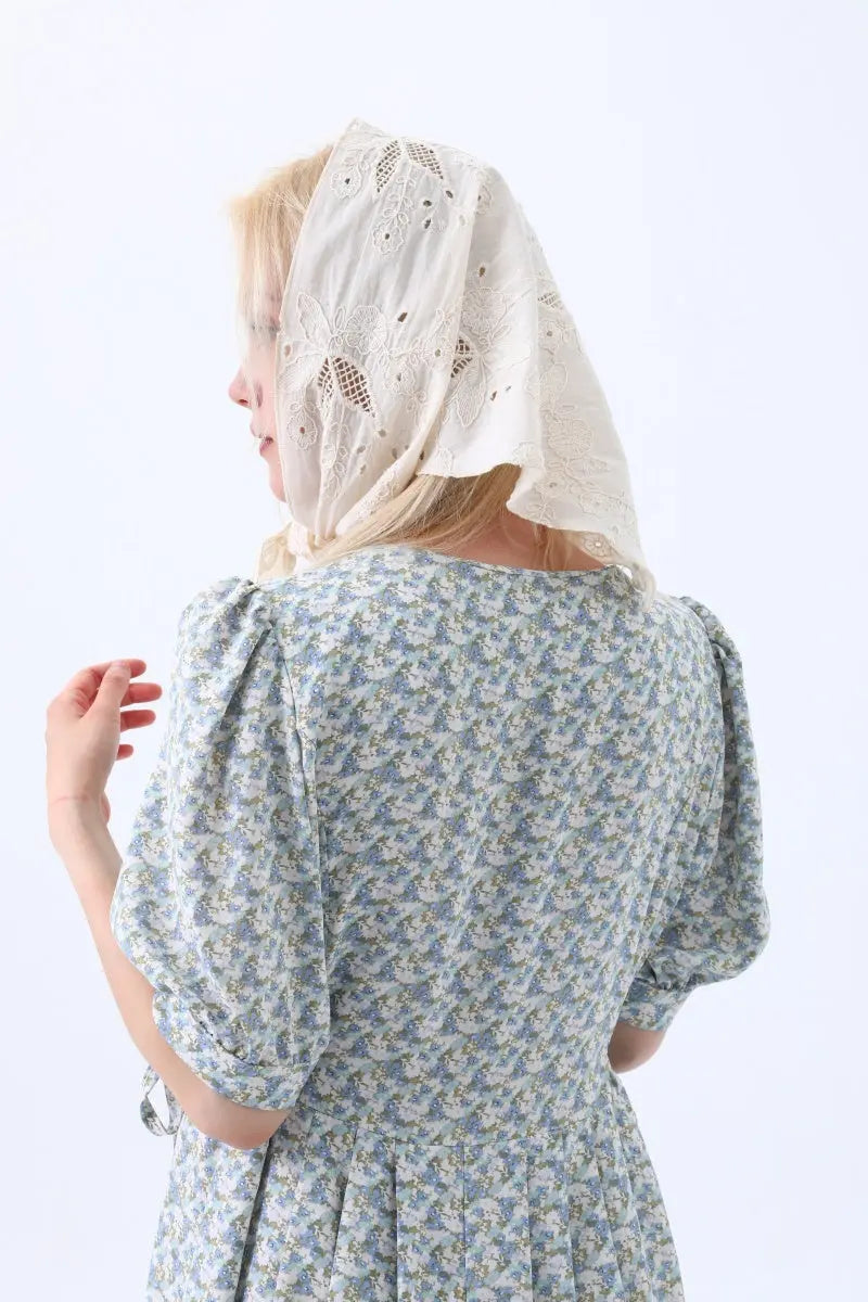 Floral Embroidered Cotton Triangle Headscarf – Vintage Boho Wrap - NeoKira Unlimited