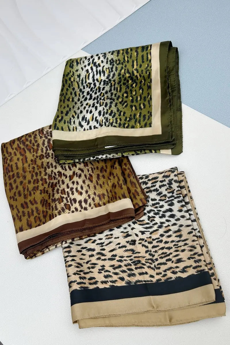 Classic Leopard Print Silk Scarf – Multi Purpose Neck & Head Wrap - NeoKira Unlimited