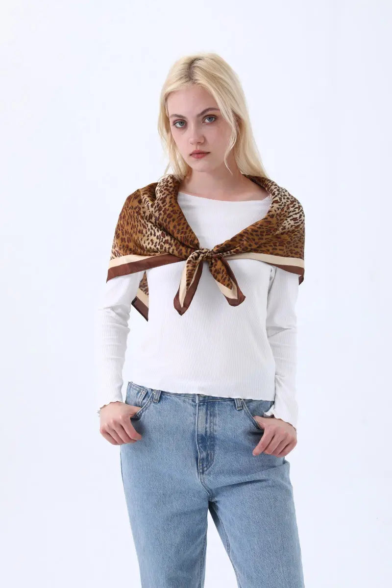 Classic Leopard Print Silk Scarf – Multi Purpose Neck & Head Wrap - NeoKira Unlimited