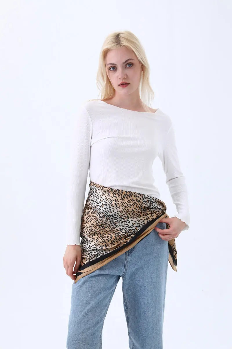 Classic Leopard Print Silk Scarf – Multi Purpose Neck & Head Wrap - NeoKira Unlimited