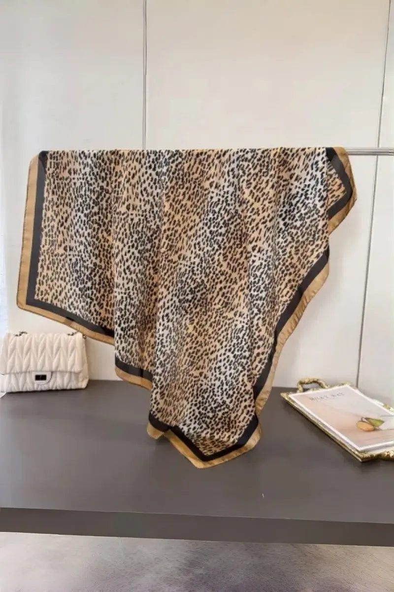 Classic Leopard Print Silk Scarf – Multi Purpose Neck & Head Wrap - NeoKira Unlimited
