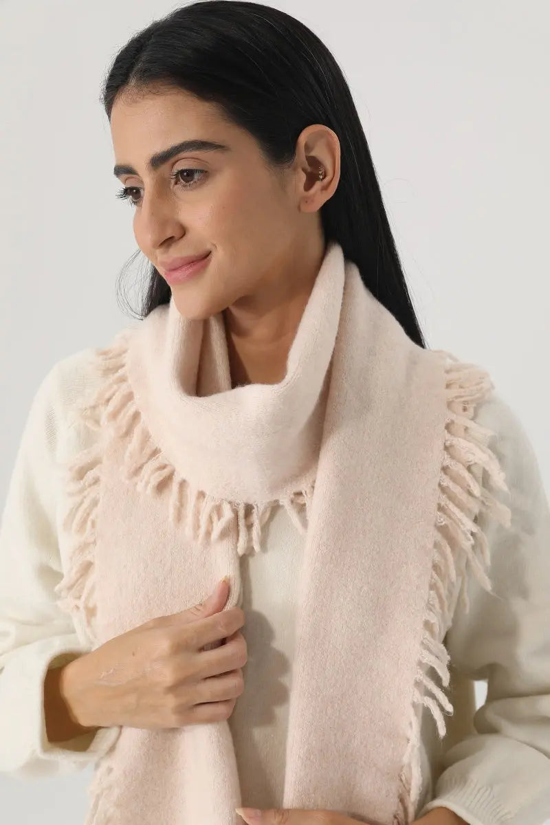 Women Solid Color Fringe Knit Scarf Soft Warm Plain Tassel Winter Wrap 🧣🤎 - NeoKira Unlimited