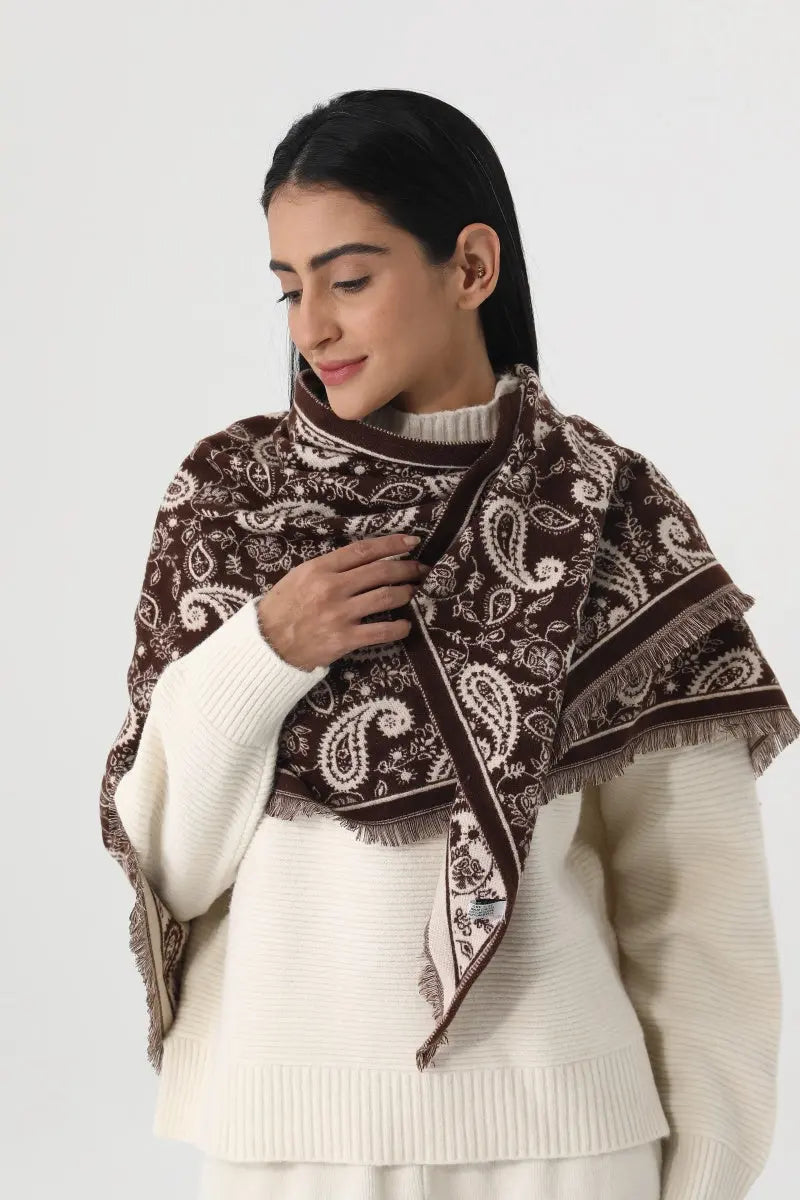 Women Paisley Print Tassel Triangle Warm Shawl Wrap 🪡🌼 - NeoKira Unlimited