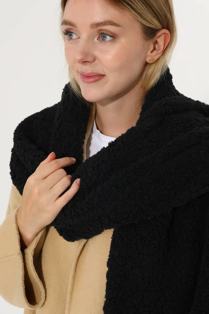 Plush Teddy Fleece Tassel Scarf Solid Warm Winter Women Shawl 🧣🤎 - NeoKira Unlimited