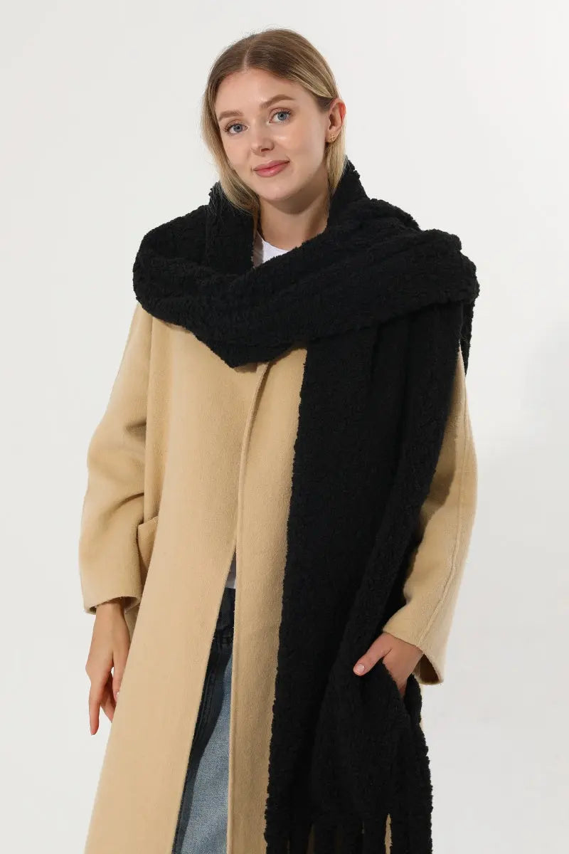 Plush Teddy Fleece Tassel Scarf Solid Warm Winter Women Shawl 🧣🤎 - NeoKira Unlimited