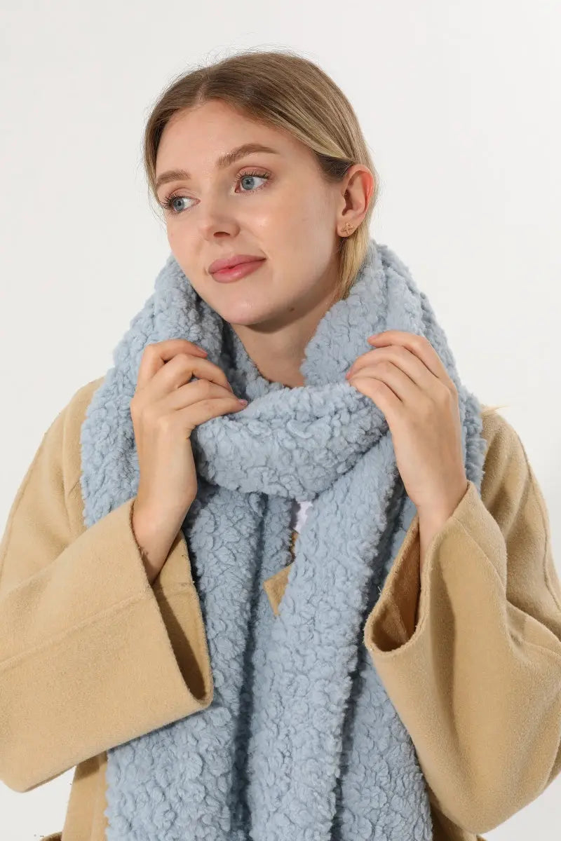 Plush Teddy Fleece Tassel Scarf Solid Warm Winter Women Shawl 🧣🤎 - NeoKira Unlimited