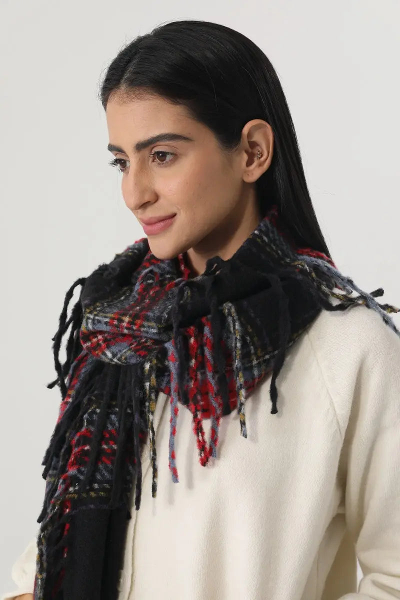 Vintage Plaid Tassel Women Warm Winter Neck Wrap Shawl 🧣🍂 - NeoKira Unlimited