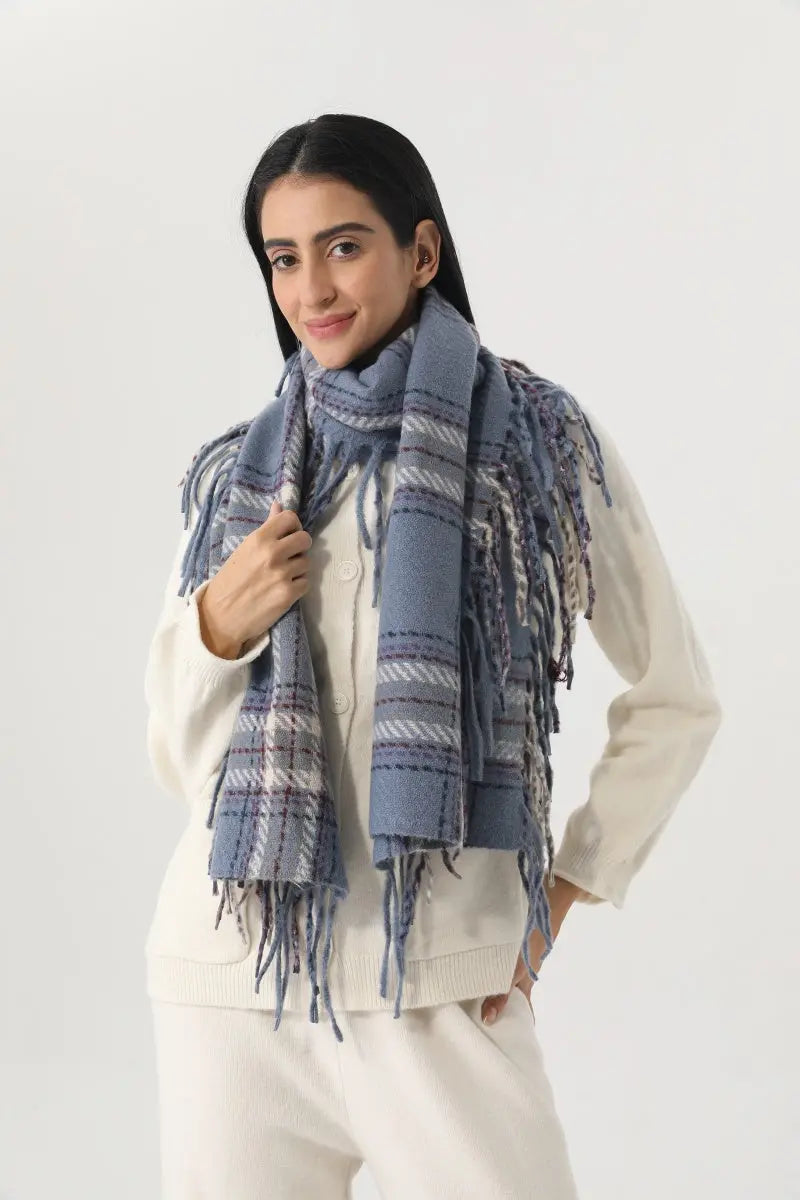 Vintage Plaid Tassel Women Warm Winter Neck Wrap Shawl 🧣🍂 - NeoKira Unlimited