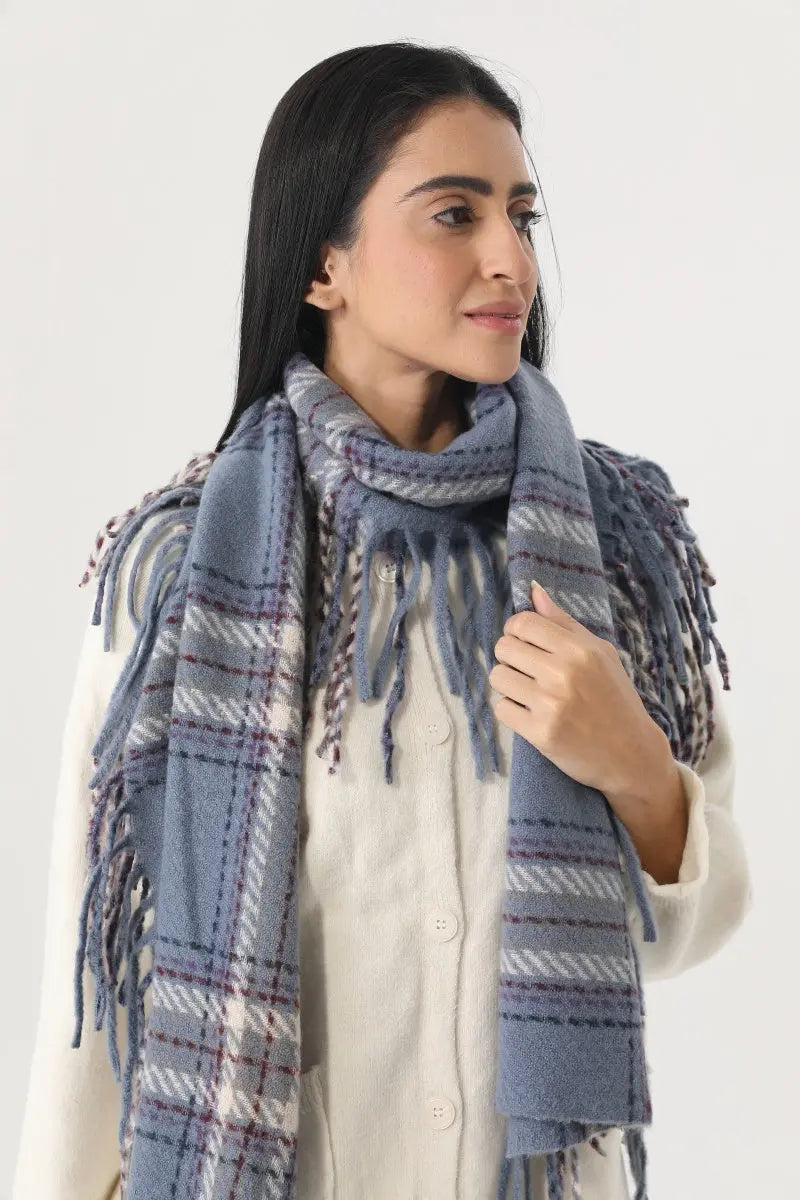 Vintage Plaid Tassel Women Warm Winter Neck Wrap Shawl 🧣🍂 - NeoKira Unlimited