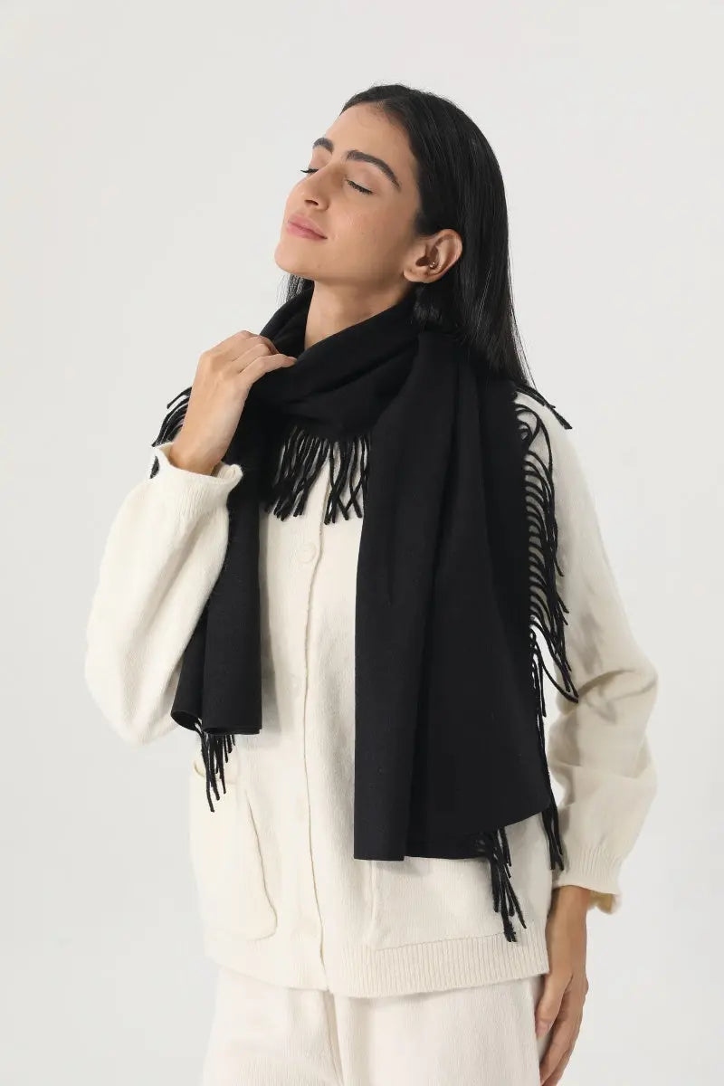 Solid Color Tassel Women Soft Thick Warm Winter Shawl 🧸🧣 - NeoKira Unlimited