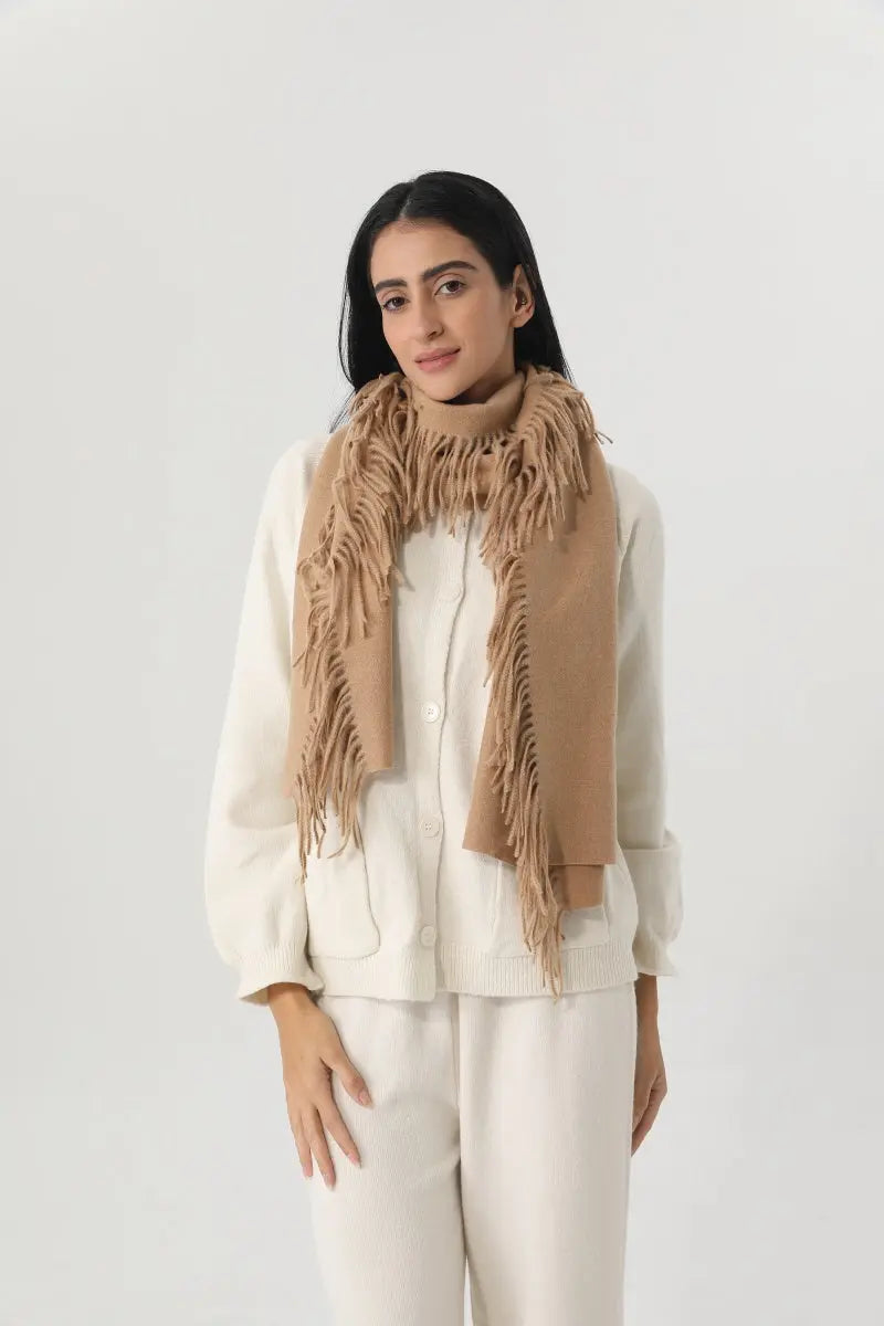 Solid Color Tassel Women Soft Thick Warm Winter Shawl 🧸🧣 - NeoKira Unlimited