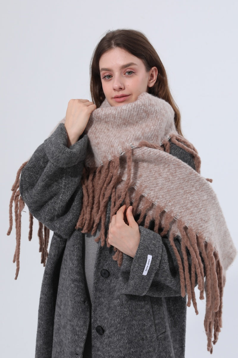 Women Thick Knit Chunky Tassel Winter Scarf Shawl Wrap - NeoKira Unlimited