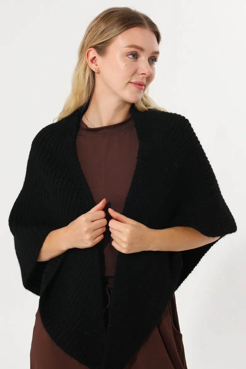 Multi‑Way Wear Ribbed Knit Warm Women Shawl Wrap - NeoKira Unlimited