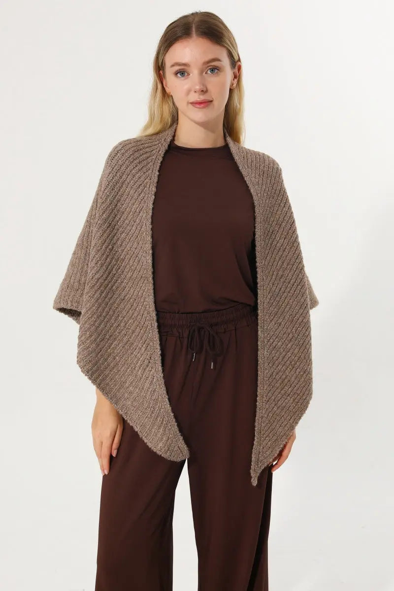 Multi‑Way Wear Ribbed Knit Warm Women Shawl Wrap - NeoKira Unlimited