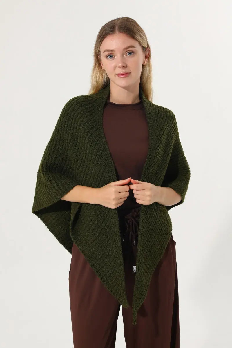 Multi‑Way Wear Ribbed Knit Warm Women Shawl Wrap - NeoKira Unlimited