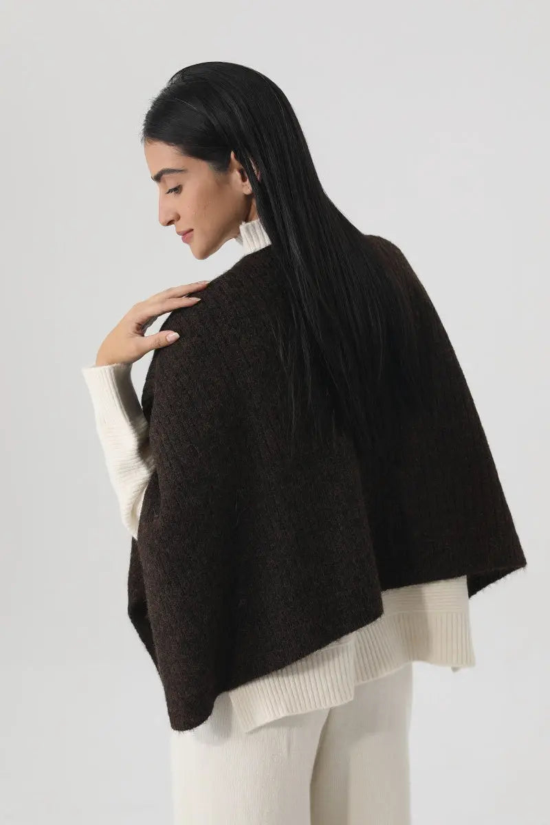 Women Earth Tone Knit Triangle Shawl Warm Cape Wrap 🧤🍂 - NeoKira Unlimited
