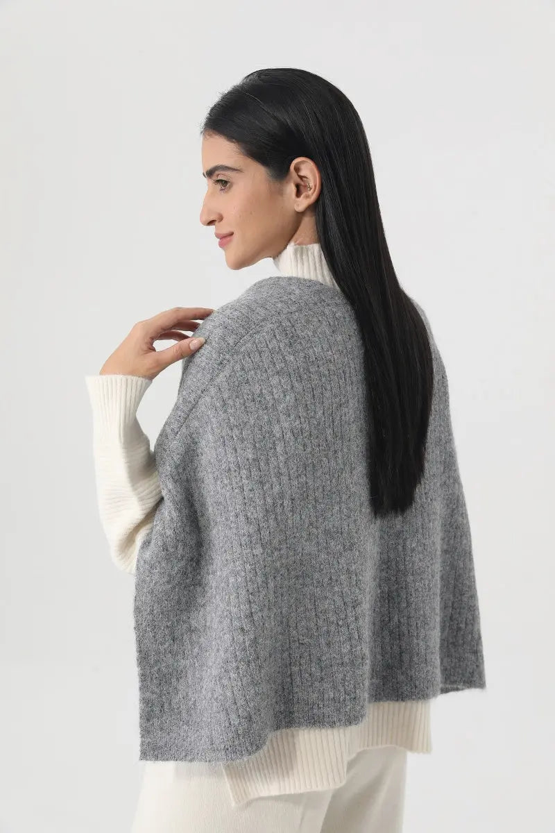 Women Earth Tone Knit Triangle Shawl Warm Cape Wrap 🧤🍂 - NeoKira Unlimited