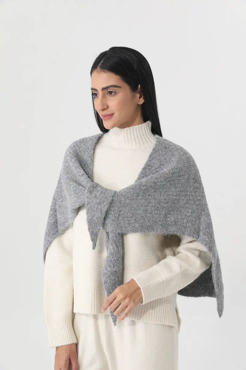 Women Earth Tone Knit Triangle Shawl Warm Cape Wrap - NeoKira Unlimited
