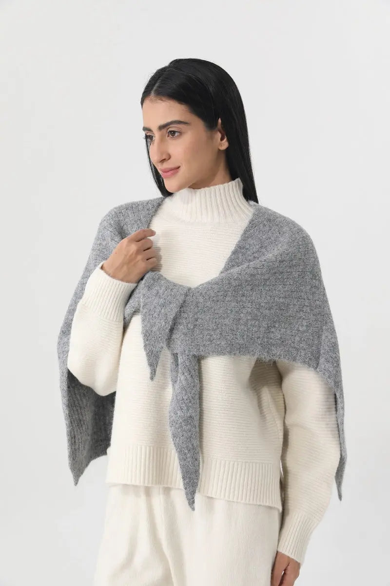 Women Earth Tone Knit Triangle Shawl Warm Cape Wrap 🧤🍂 - NeoKira Unlimited