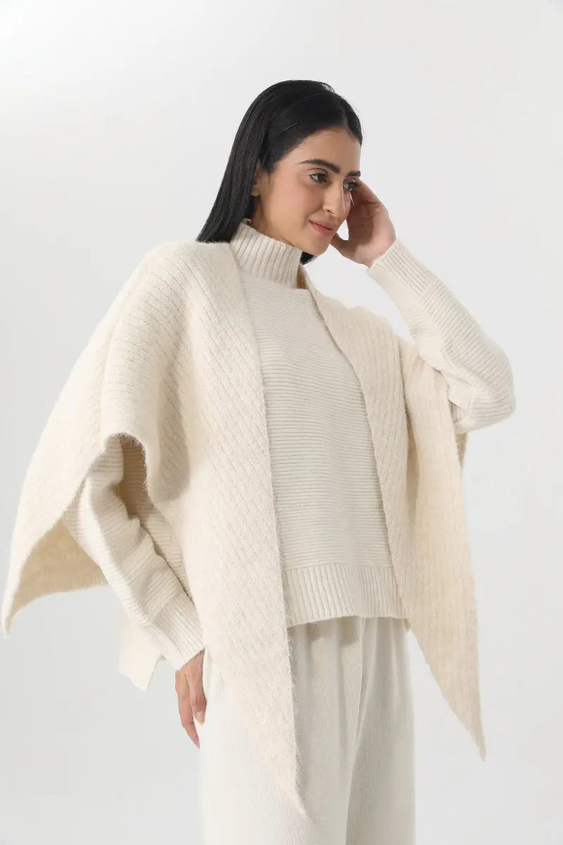 Women Earth Tone Knit Triangle Shawl Warm Cape Wrap 🧤🍂 - NeoKira Unlimited