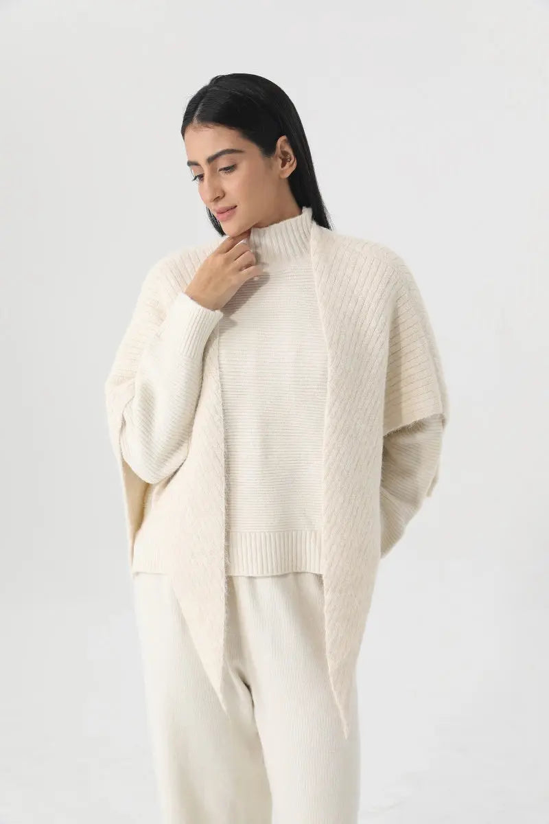 Women Earth Tone Knit Triangle Shawl Warm Cape Wrap 🧤🍂 - NeoKira Unlimited