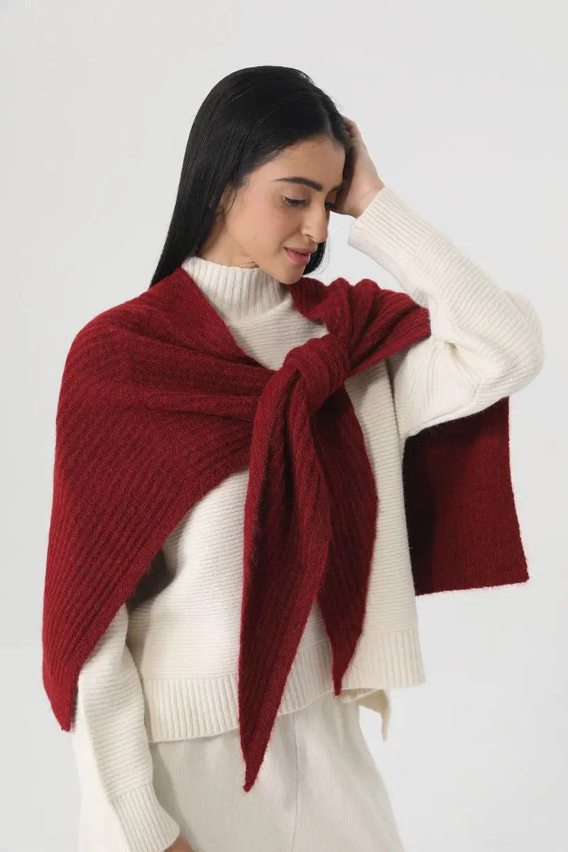 Women Earth Tone Knit Triangle Shawl Warm Cape Wrap 🧤🍂 - NeoKira Unlimited