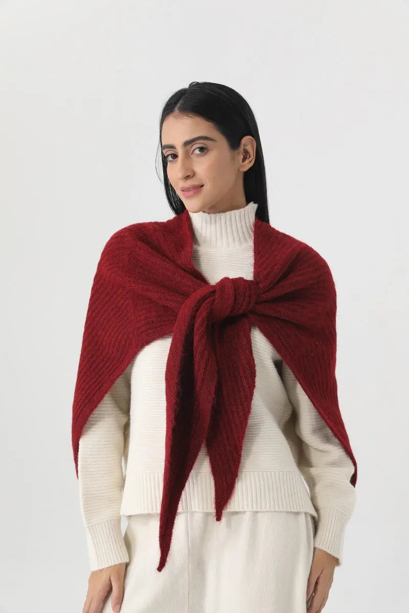 Women Earth Tone Knit Triangle Shawl Warm Cape Wrap 🧤🍂 - NeoKira Unlimited
