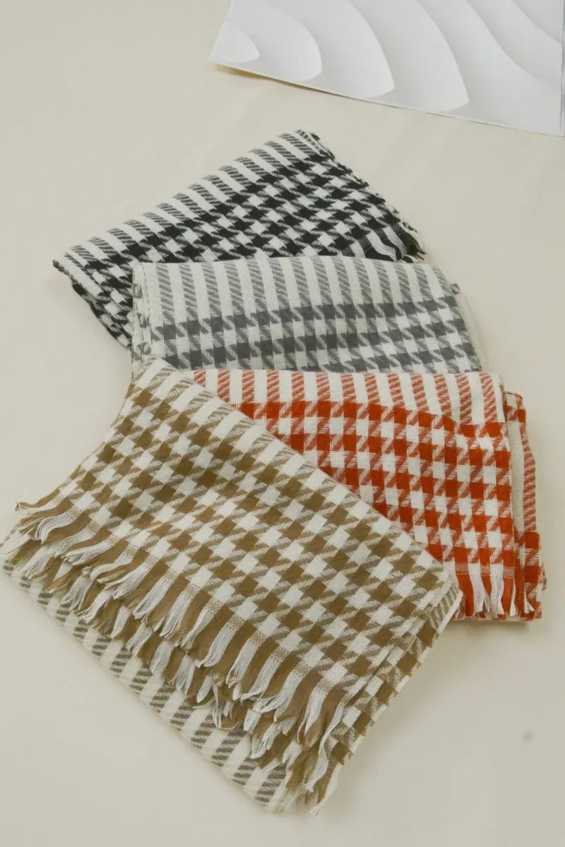 Classic Houndstooth Tassel Scarf Soft Warm Women Winter Shawl 🧣✨ - NeoKira Unlimited