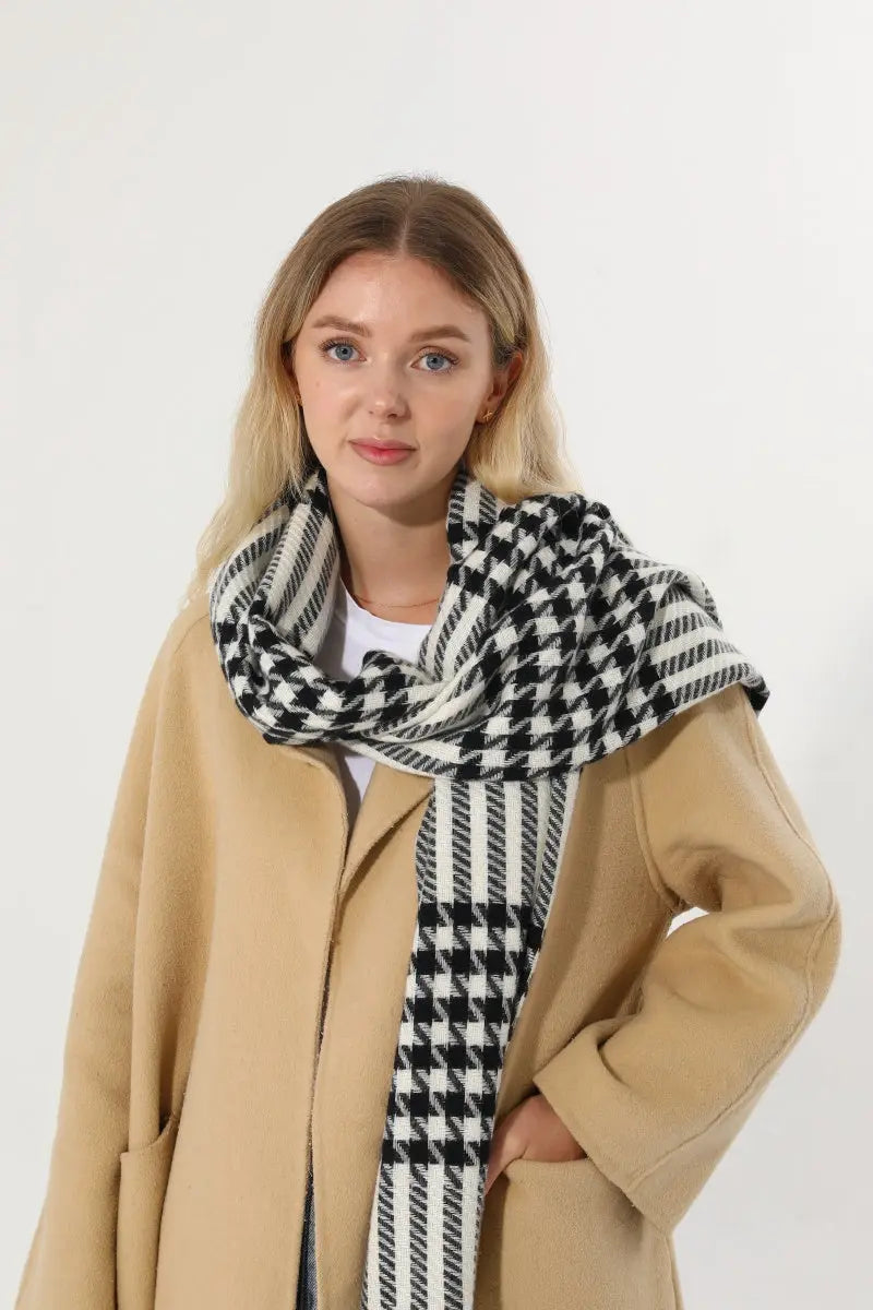 Classic Houndstooth Tassel Scarf Soft Warm Women Winter Shawl 🧣✨ - NeoKira Unlimited