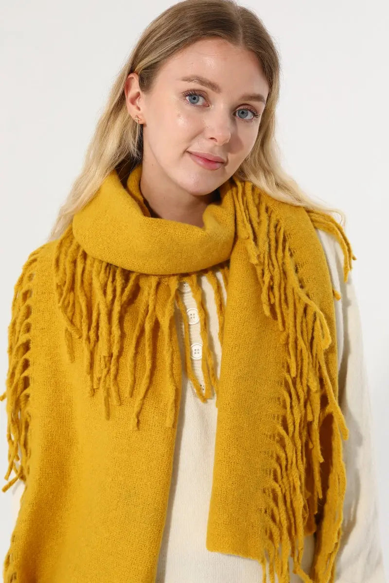 Women Solid Knit Tassel Scarf Thick Warm Winter Shawl 🧶❄️ - NeoKira Unlimited