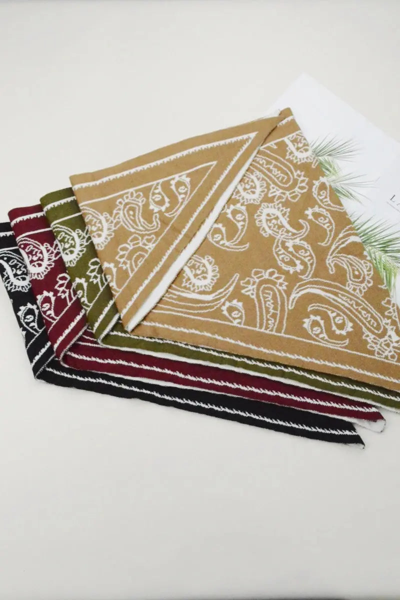 Paisley Knit Triangle Scarf Multi Wear Head Wrap 🧶🍂 - NeoKira Unlimited