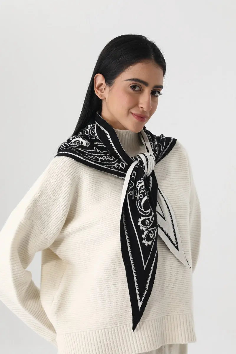 Paisley Knit Triangle Scarf Multi Wear Head Wrap 🧶🍂 - NeoKira Unlimited