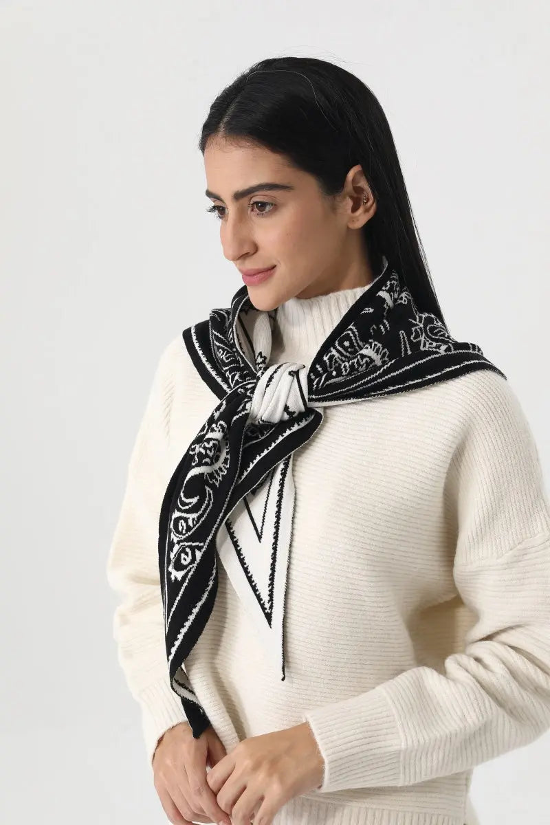 Paisley Knit Triangle Scarf Multi Wear Head Wrap 🧶🍂 - NeoKira Unlimited
