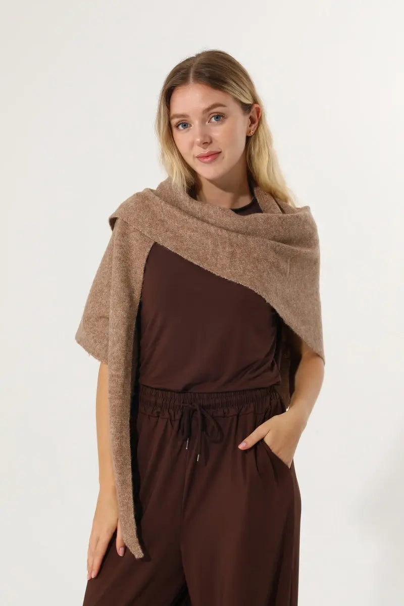 Soft Knit Triangle Multi‑way Wear Women Warm Shawl Scarf - NeoKira Unlimited