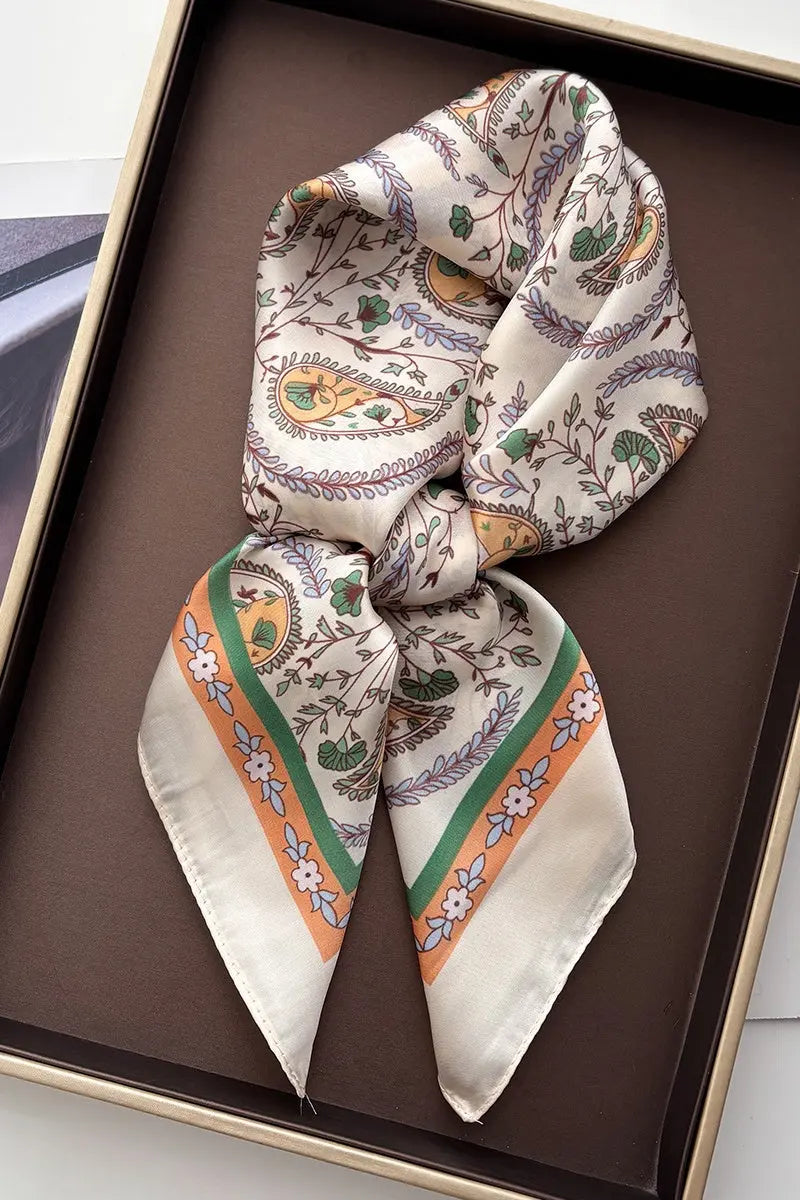 Vintage Paisley Satin Square Multi-use Neck Bandana 🪞🌿 - NeoKira Unlimited