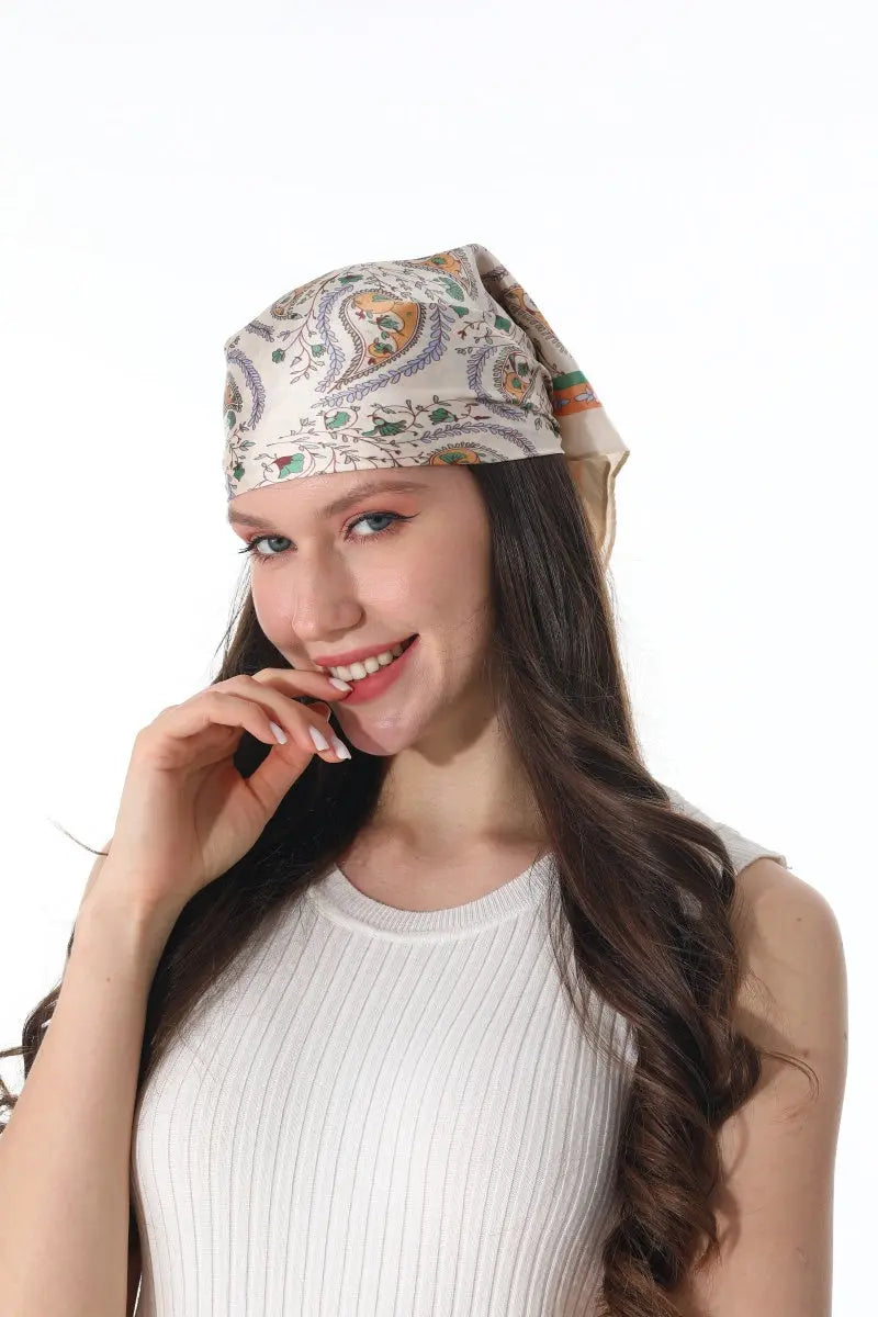 Vintage Paisley Satin Square Multi-use Neck Bandana 🪞🌿 - NeoKira Unlimited