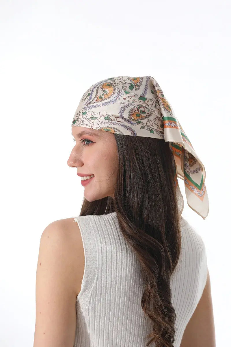 Vintage Paisley Satin Square Multi-use Neck Bandana 🪞🌿 - NeoKira Unlimited